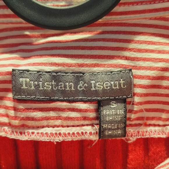 Red Ribbed Sweater with Striped Collar and Cuffs - Picture 2 of 3